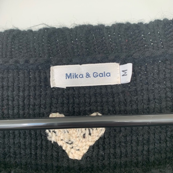 Mika and Gala Black and White Knit Heart Sweater - Picture 3 of 4